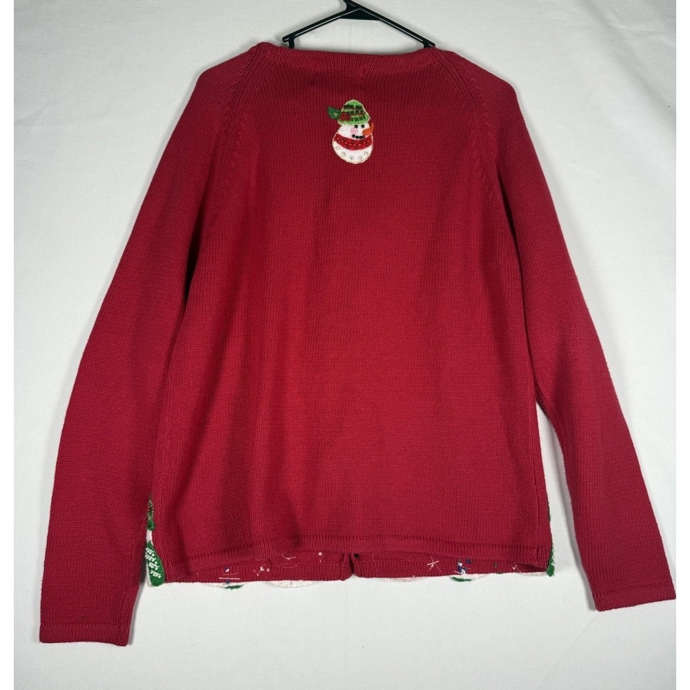 VTG Heirloom Collectable Christmas Sweater Women's Small Red Snowman Embellished - Picture 3 of 6